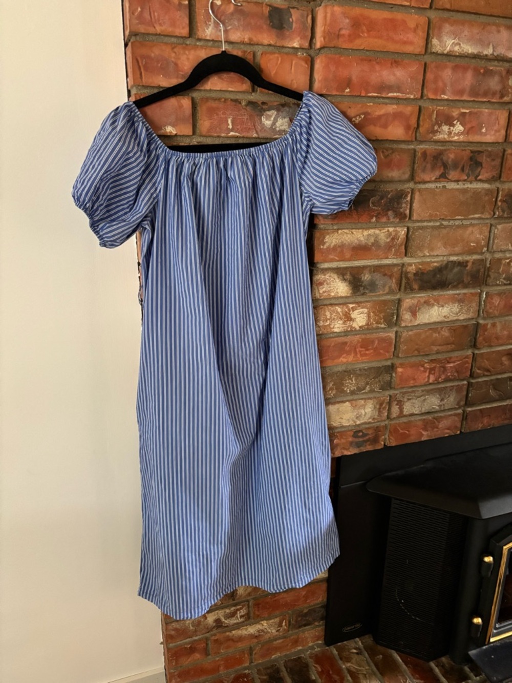 Zara Blue and White Striped Midi Dress